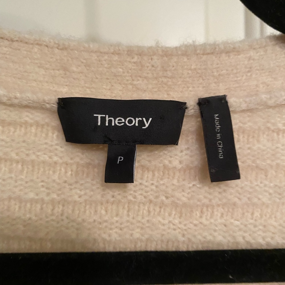 Theory Cream Ribbed Cardigan - Picture 3 of 6